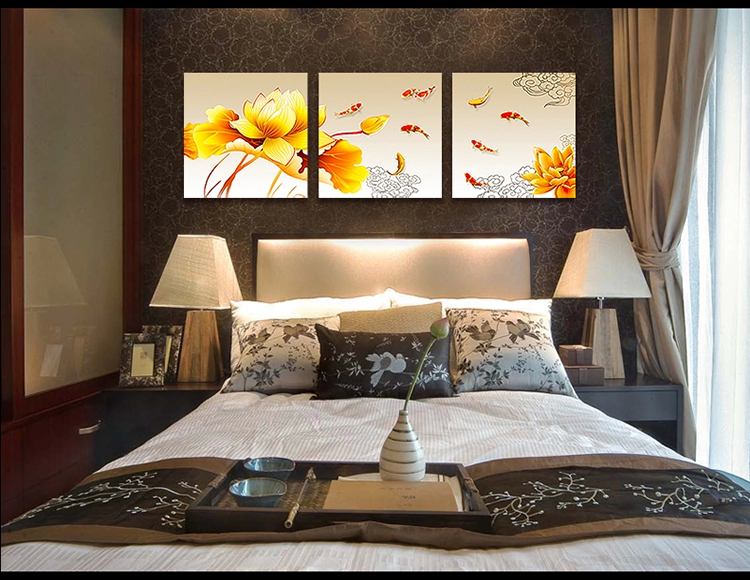 Tranh treo tường hoa sen và cá vàng (LA)